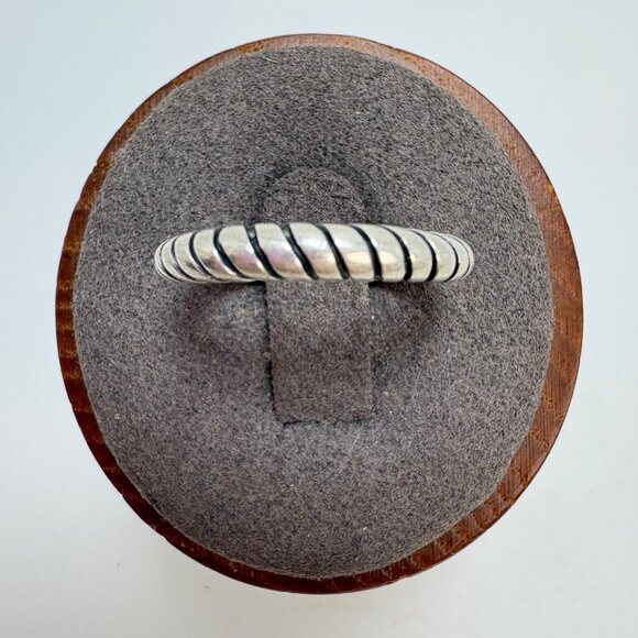 VTG Solid Sterling SIlver 925 Twist Design Half Round Band Ring Size 6 - Picture 1 of 11